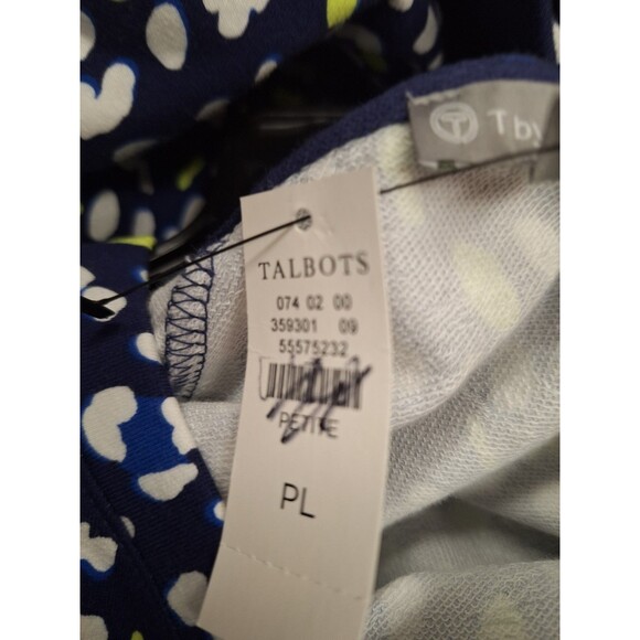T by Talbots Sweatshirt LP Blue Yellow Geometric Zip Pocket Comfort Casual‎ - Picture 6 of 9